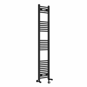 Fjord 1600 x 300mm Dual Fuel Curved Black Thermostatic Electric Heated Towel Rail