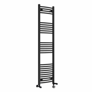 Fjord 1600 x 400mm Dual Fuel Curved Black Thermostatic Electric Heated Towel Rail