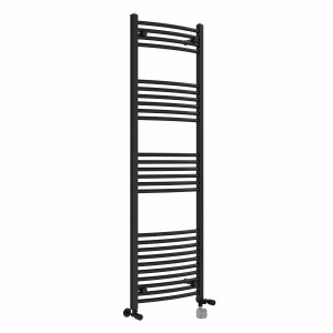 Fjord 1600 x 500mm Dual Fuel Curved Black Thermostatic Bluetooth Electric Heated Towel Rail