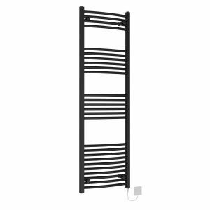 Fjord 1600 x 500mm Black Curved Electric Heated Towel Rail