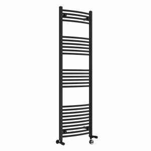 Fjord 1600 x 500mm Dual Fuel Curved Black Thermostatic Electric Heated Towel Rail
