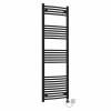 Fjord 1600 x 500mm Curved Black Thermostatic Electric Heated Towel Rail with Black Terma Element