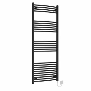 Fjord 1600 x 600mm Black Curved Electric Heated Towel Rail