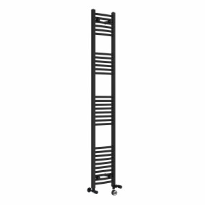 Fjord 1800 x 300mm Dual Fuel Curved Black Thermostatic Electric Heated Towel Rail