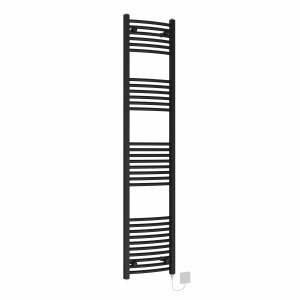 Fjord 1800 x 400mm Black Curved Electric Heated Towel Rail