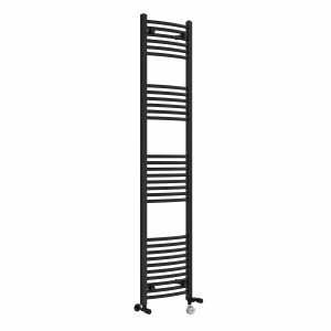 Fjord 1800 x 400mm Dual Fuel Curved Black Thermostatic Electric Heated Towel Rail