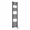 Fjord 1800 x 400mm Curved Black Thermostatic Electric Heated Towel Rail with Black Terma Element