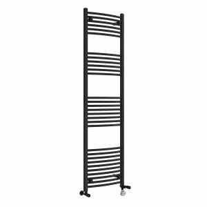 Fjord 1800 x 500mm Dual Fuel Curved Black Thermostatic Electric Heated Towel Rail