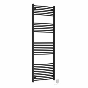 Fjord 1800 x 600mm Black Curved Electric Heated Towel Rail