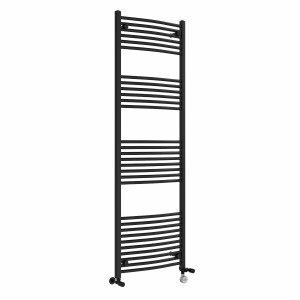 Fjord 1800 x 600mm Dual Fuel Curved Black Thermostatic Electric Heated Towel Rail