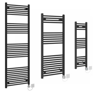 Bergen - Straight Black Electric Heated Towel Rail and Element