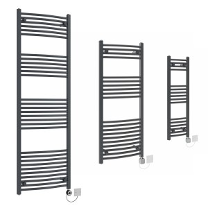 Fjord - Curved Anthracite Electric Heated Towel Rail and Element