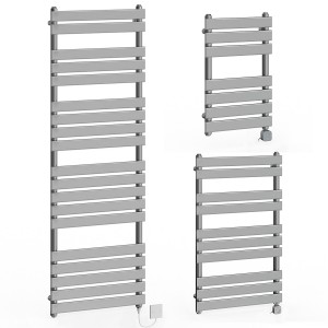Juva - Chrome Flat Panel Electric Heated Towel Rail - Choice of Size and Element