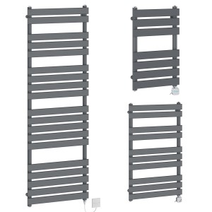 Juva - Sand Grey Flat Panel Electric Heated Towel Rail - Choice of Size and Element