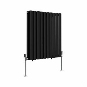 Norden 600 x 591mm Black Double Horizontal Oval Tube Designer Radiator