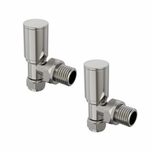 15mm Round Head Satin Nickel Angled Radiator Valves