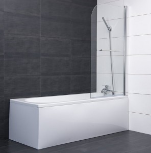 Aquariss® 1400mm Bath Screen & Towel Rail with Easy Clean Glass