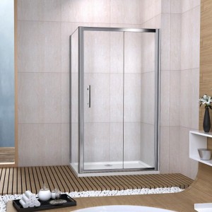 Aqua-I6 Single Sliding Shower Door 1000mm x 1850mm - Silver