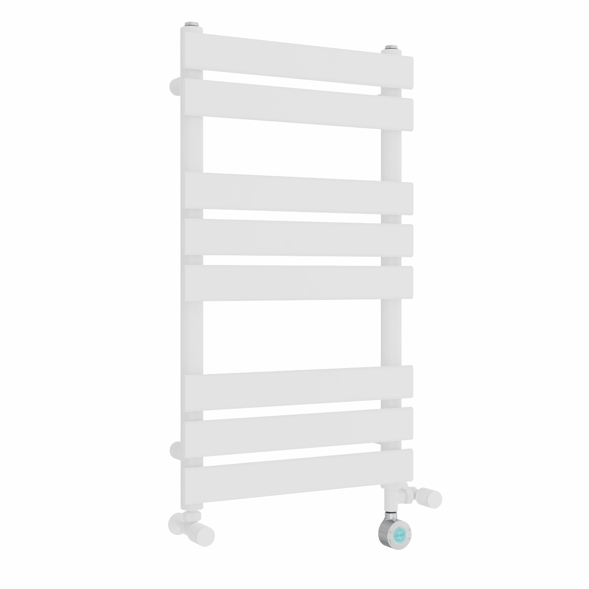 Juva 800 x 450mm Dual Fuel White Flat Panel Thermostatic Touch Control Wifi Electric Heated Towel Rail