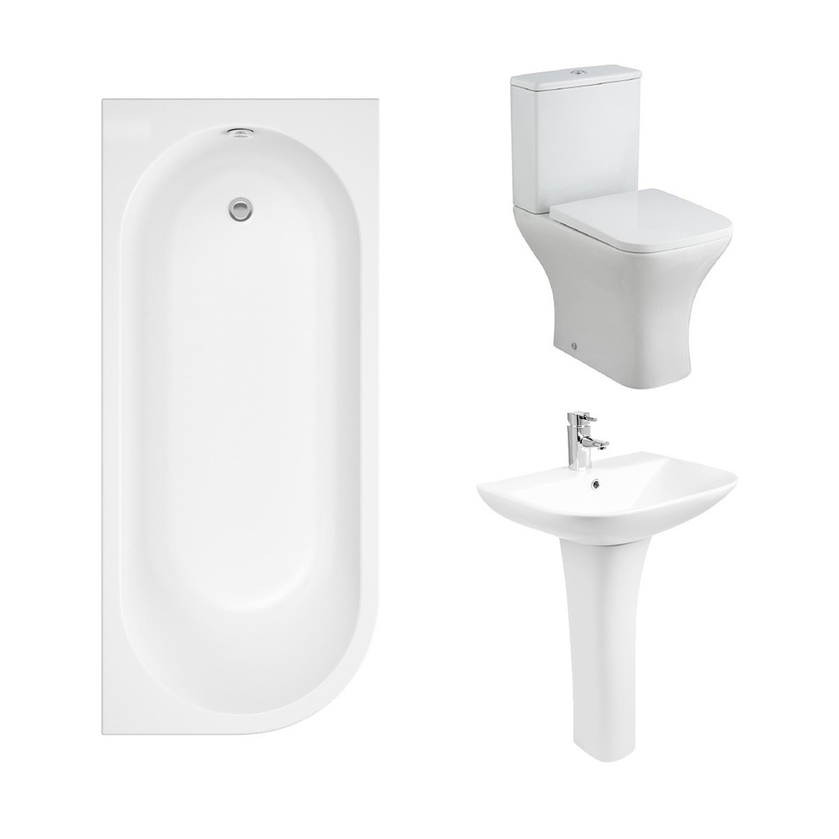 Feel Curved Bathroom Suite with Right Hand J Shape Bath