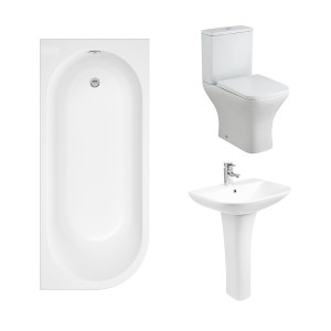 Feel Curved Bathroom Suite with Right Hand J Shape Bath