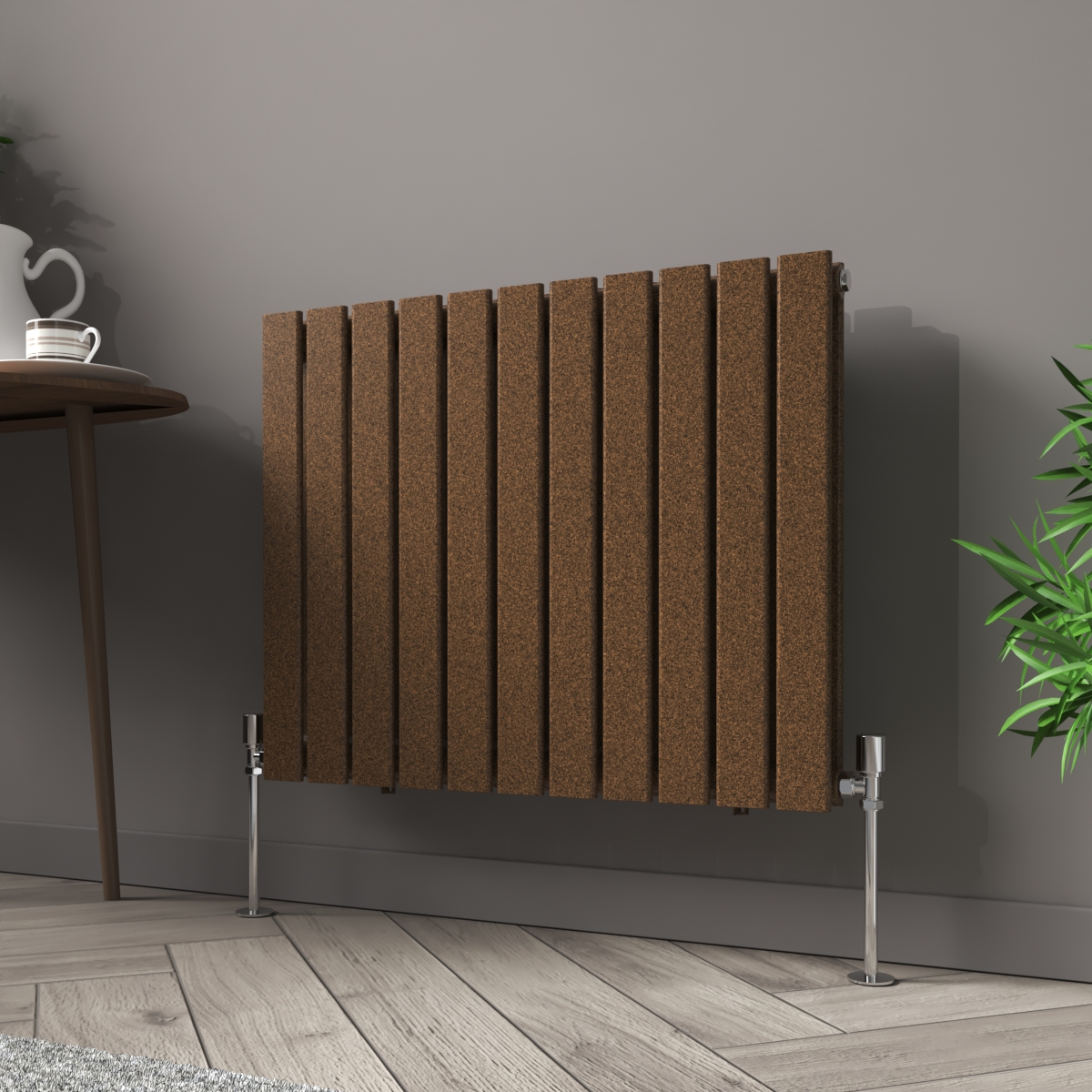 Karlstad 600 x 750mm Black Copper Double Horizontal Flat Panel Designer Radiator