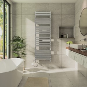 Juva 1800 x 600mm Dual Fuel Chrome Flat Panel Simple Electric Heated Towel Rail
