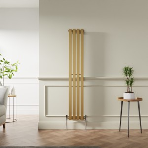Lulea 1600 x 270mm Metallic Gold Single Flat Panel Vertical Designer Radiator