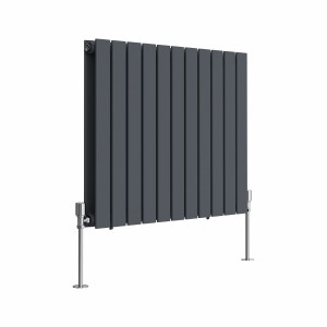 Karlstad 600 x 750mm Anthracite Double Horizontal Flat Panel Designer Radiator