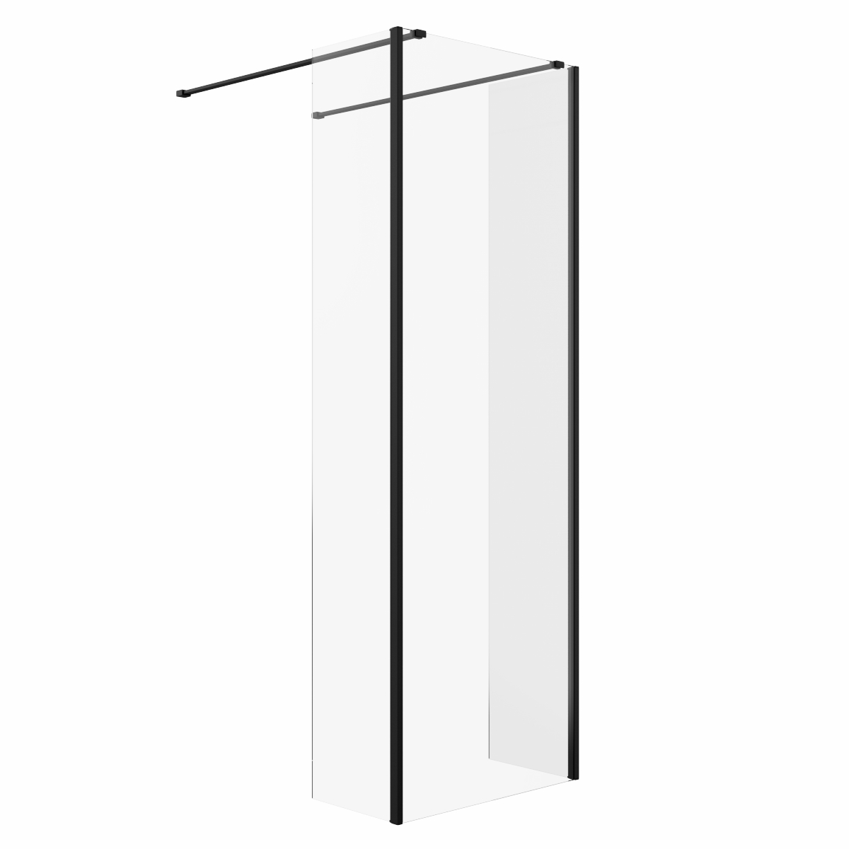 Wasdale 700mm Black Walk Through Wet Room Screen with 300mm Hinged Return Screens