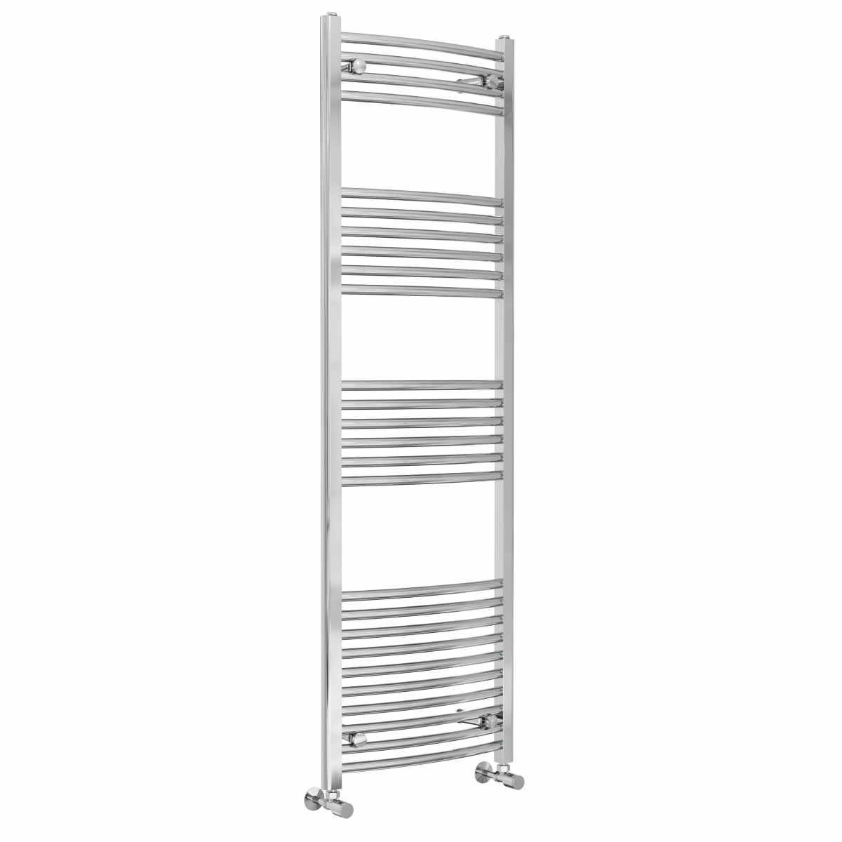 Fjord 1600 x 500mm Curved Chrome Heated Towel Rail