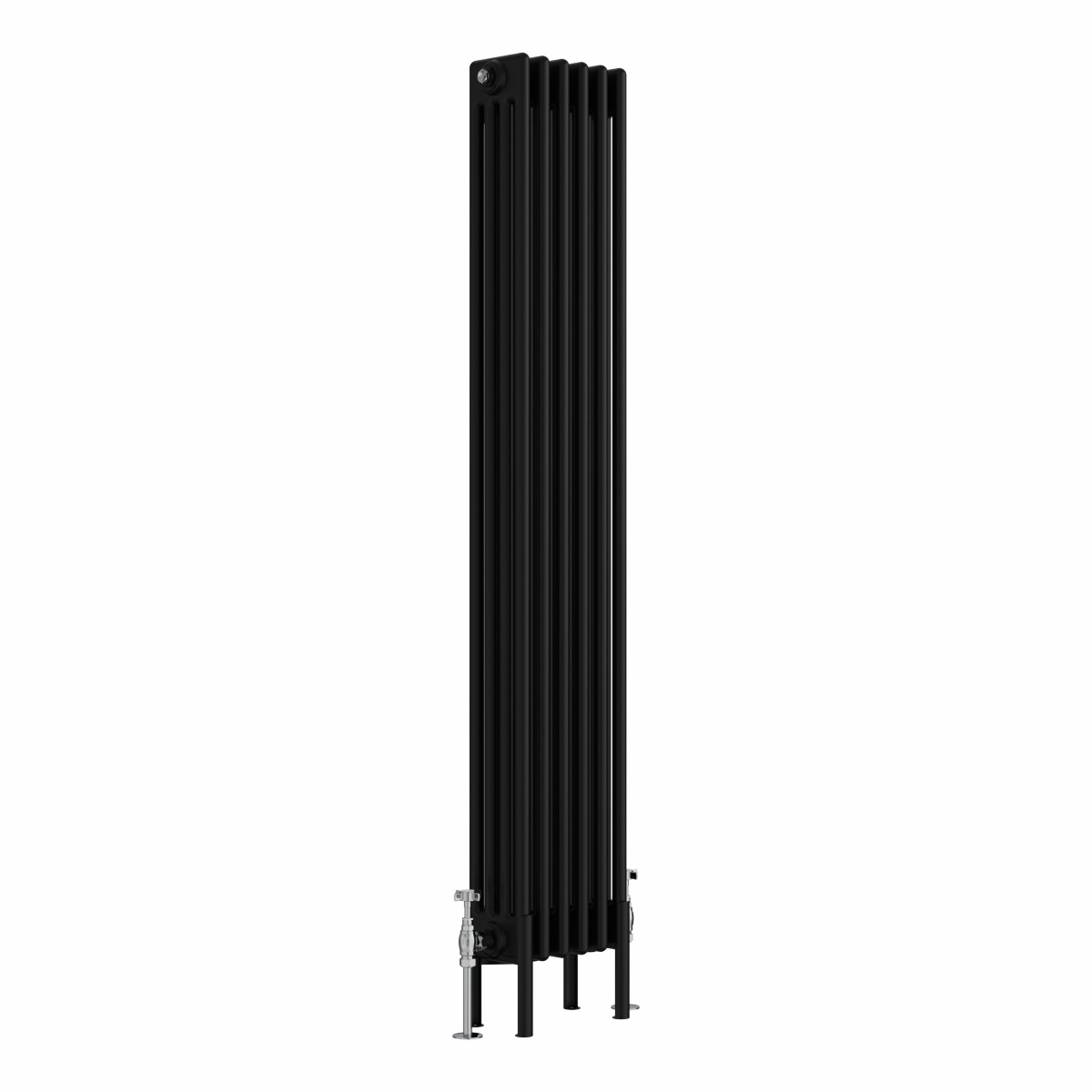 Bern 1500 x 290mm Black Four Column Vertical Traditional Radiator