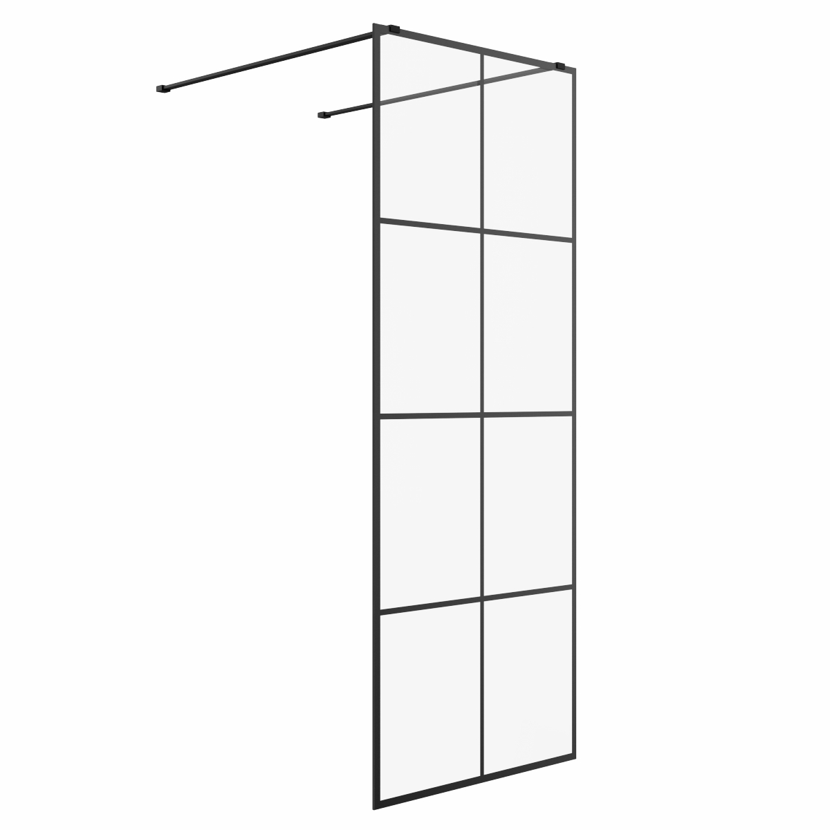 Wasdale 800mm Black Grid Walk Through Wet Room Screen