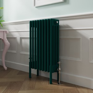 Bern 600 x 425mm Traditional Blue Green Horizontal Four Column Radiator
