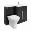 Calm Matt Black Right Hand Combination Vanity Unit Basin L Shape with Back to Wall RAK Resort Toilet & Soft Close Seat & Concealed Cistern - 1100mm