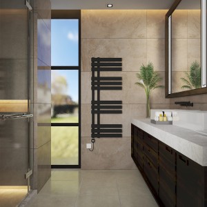 Koli 1200 x 450mm Black Thermostatic Touch Control Electric Heated Towel Rail