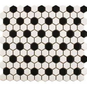 Pixel Chequer Hexagon White & Black Matt 23x23 - 10sqm - 10 - Box Qty