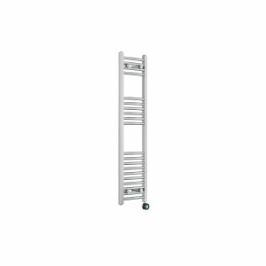 Fjord 1200 x 300mm Curved Chrome Thermostatic Touch Control Electric Heated Towel Rail