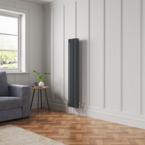 Bern 1500 x 290mm Anthracite Triple Column Vertical Traditional Radiator
