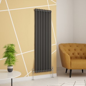 Warmehaus - Traditional Cast Iron Style Anthracite Double Column Vertical Radiator 1500 x 470mm - Perfect for Bathrooms, Kitchen, Living Room