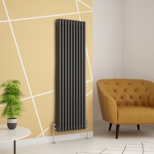 Warmehaus - Traditional Cast Iron Style Anthracite Triple Column Vertical Radiator 1500 x 470mm - Perfect for Bathrooms, Kitchen, Living Room