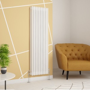 Warmehaus - Traditional Cast Iron Style White Triple Column Vertical Radiator 1500 x 470mm - Perfect for Bathrooms, Kitchen, Living Room