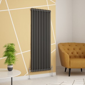 Warmehaus - Traditional Cast Iron Style Anthracite Double Column Vertical Radiator 1500 x 560mm - Perfect for Bathrooms, Kitchen, Living Room