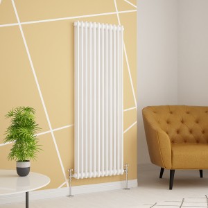Warmehaus - Traditional Cast Iron Style White Double Column Vertical Radiator 1500 x 560mm - Perfect for Bathrooms, Kitchen, Living Room