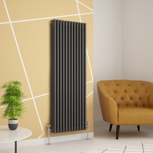Warmehaus - Traditional Cast Iron Style Anthracite Triple Column Vertical Radiator 1500 x 560mm - Perfect for Bathrooms, Kitchen, Living Room