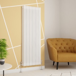 Warmehaus - Traditional Cast Iron Style White Triple Column Vertical Radiator 1500 x 560mm - Perfect for Bathrooms, Kitchen, Living Room