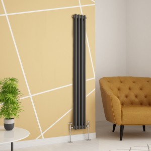 Bern 1500 x 200mm Anthracite Double Vertical Column Radiator (Towel Rails & Radiators