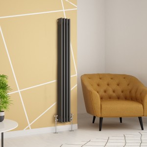 Warmehaus - Traditional Cast Iron Style Anthracite Triple  Column Vertical Radiator 1500 x 200mm - Perfect for Bathrooms, Kitchen, Living Room