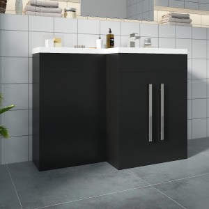 Calm Matt Black Right Hand Combination Vanity Set (No Concealed Cistern, No Toilet)