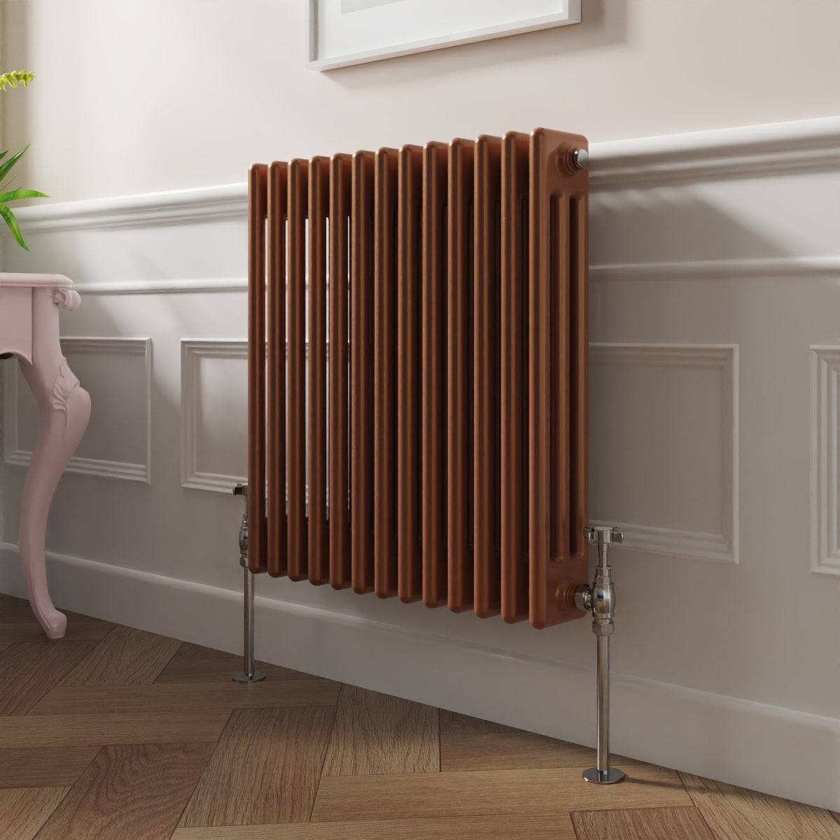 Bern 600 x 605mm Metallic Bronze Triple Horizontal Column Radiator